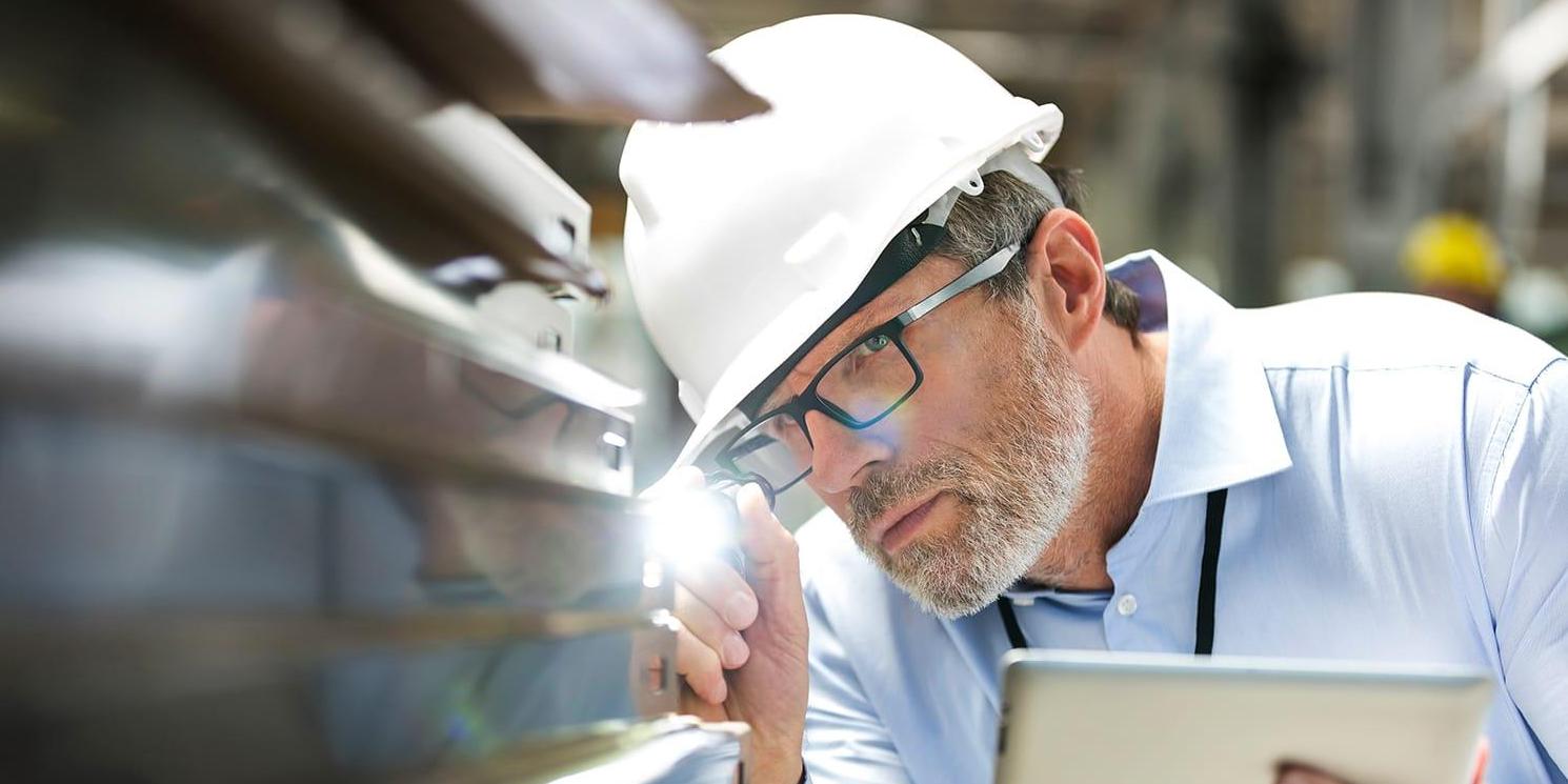 Worker Safety Solution Man with safety glasses on