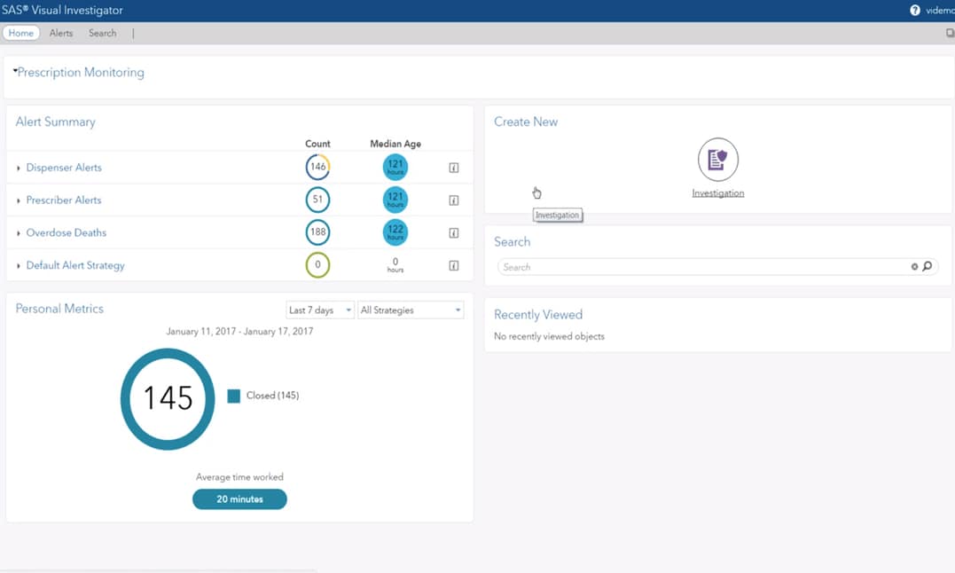 Screenshot of SAS Detection and Investigation for Government showing alert summary