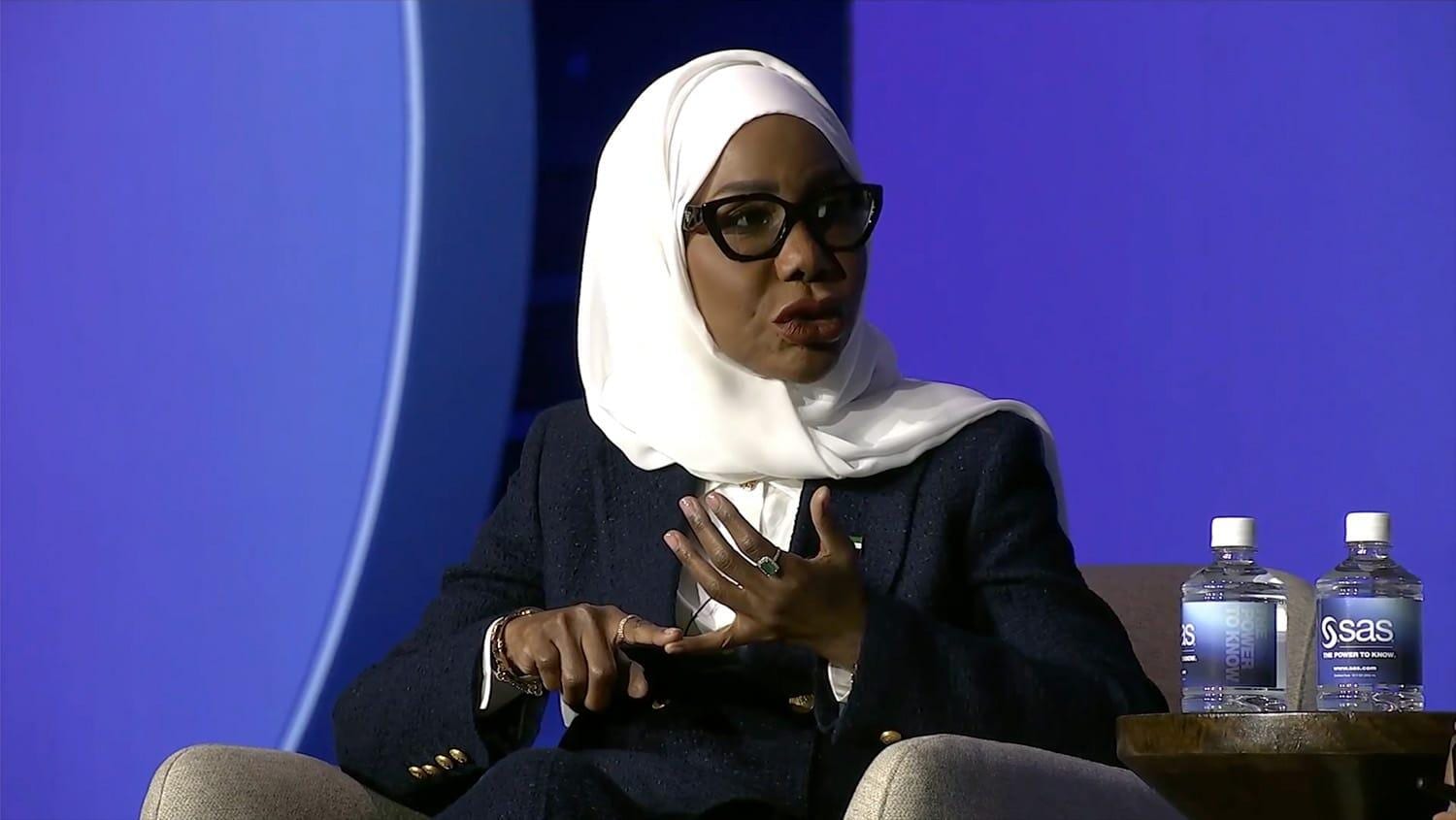 Her Excellency Mubaraka Ibrahim of Emirates Health Services on stage at SAS Innovate 2025