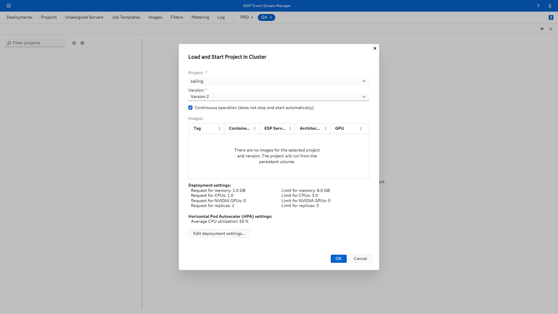 Screenshot of SAS Event Stream Processing - scalability